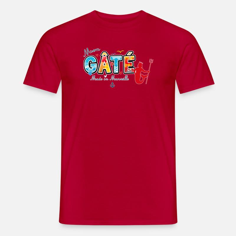 Mon Gâté Expression Marseillaise Poséidon Provence - T-shirt homme - rouge