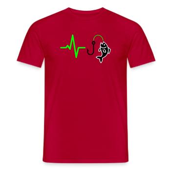 Angler Pulse Fish Silhouette - Men's T-Shirt - red - Front - AI Model Male 178 dark (178cm)