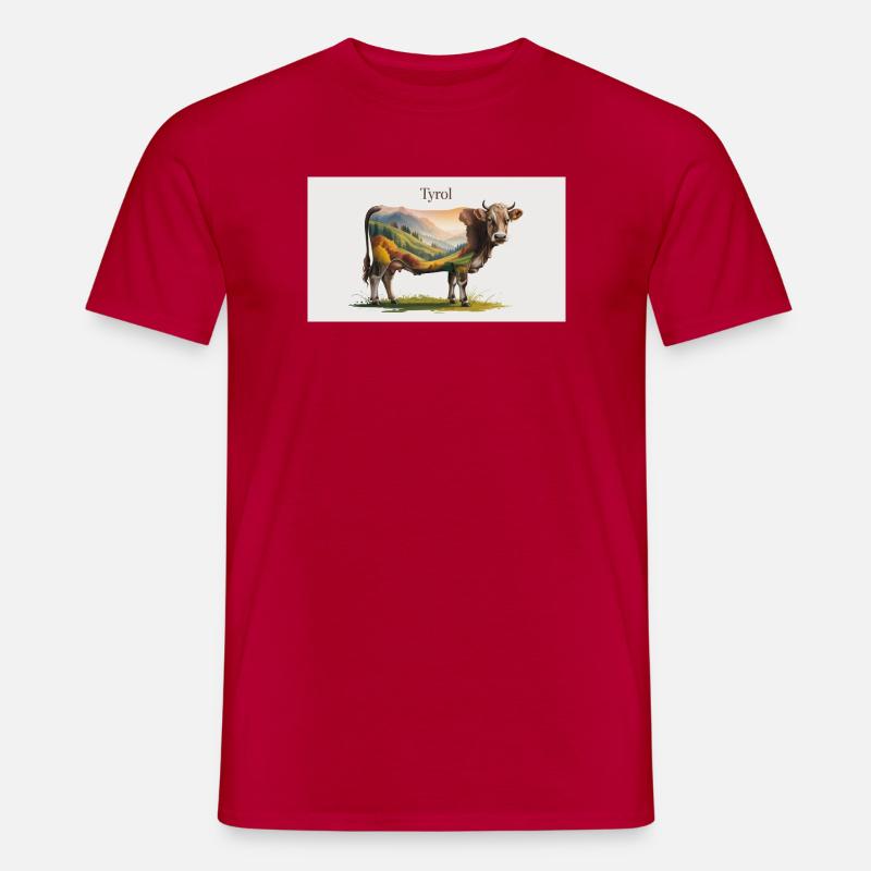 Tyrol Kuh mit Bergpanorama - Männer T-Shirt - Rot