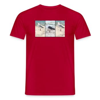 Wading Bird North Sea Seagull Motif Baltic Sea - Men's T-Shirt - red - Front - AI Model Male 178 dark (178cm)