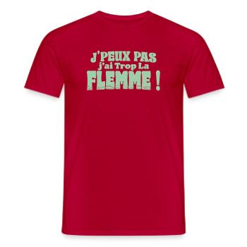J’peux pas j’ai trop la flemme - T-shirt homme - rouge - Devant - AI Model Male 178 dark (178cm)