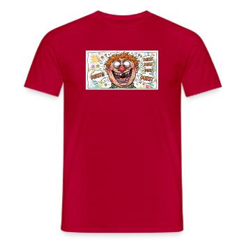 Durst-Karikatur Comicgesicht - Männer T-Shirt - Rot - Vorne - AI Model Male 178 dark (178cm)