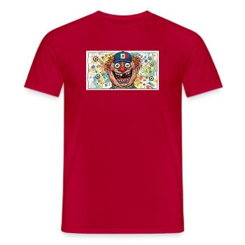 Clown de football mexicain dans un tourbillon de couleurs - T-shirt homme - rouge - Devant - AI Model Male 178 dark (178cm)