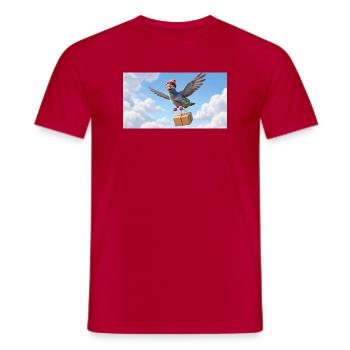 Un joli pigeon volant livrant un colis - T-shirt homme - rouge - Devant - AI Model Male 178 dark (178cm)