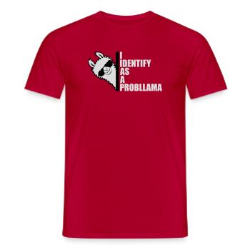 I Identify As A Probllama Cool Lama Problem Spruch - Männer T-Shirt - Rot - Vorne - AI Model Male 178 dark (178cm)