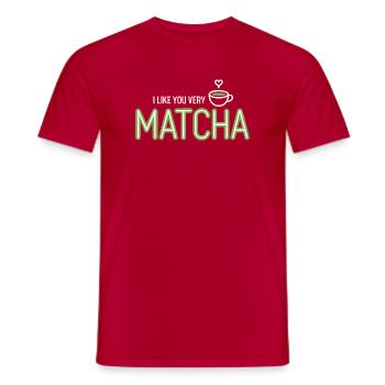 Thé matcha dit thé vert comme toi, très matcha - T-shirt homme - rouge - Devant - AI Model Male 178 dark (178cm)