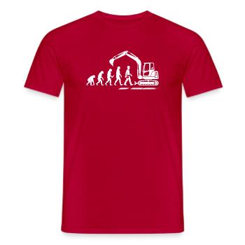Evolution Bagger Baggerfahrer Bauarbeiter Mensch - Männer T-Shirt - Rot - Vorne - AI Model Male 178 dark (178cm)
