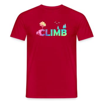 Climb Farbverlauf Naturkletter - Männer T-Shirt - Rot - Vorne - AI Model Male 178 dark (178cm)