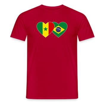 Senegal Brazil Flag Hands Heart Shape - Men's T-Shirt - red - Front - AI Model Male 178 dark (178cm)