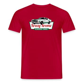 Krazy Krome Classic Car Drift Culture Muscle Power - Men's T-Shirt - red - Front - AI Model Male 178 dark (178cm)