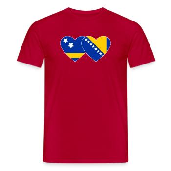 Curaçao_Bosnien_Flagge_Herz - T-shirt homme - rouge - Devant - AI Model Male 178 dark (178cm)