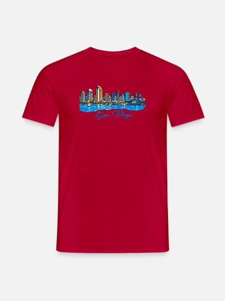 San Diego Skyline Küstenflair - Männer T-Shirt - Rot