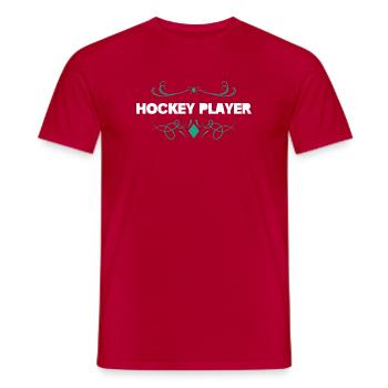 Conception des ornements pour joueurs de hockey sur glace - T-shirt homme - rouge - Devant - AI Model Male 178 dark (178cm)