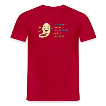 Sommerwitz: Klebrige Klobrille hebt mit dir ab! - Männer T-Shirt - Rot - Vorne - AI Model Male 178 dark (178cm)