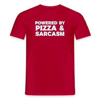 Propulsé par Pizza & Sarcasm T-shirt - T-shirt homme - rouge - Devant - AI Model Male 178 dark (178cm)