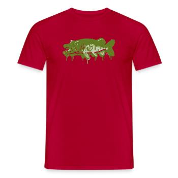 Hecht Tropfen Silhouette - Männer T-Shirt - Rot - Vorne - AI Model Male 178 dark (178cm)