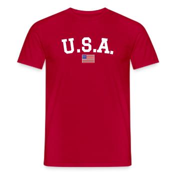 USA Flag Design White - Men's T-Shirt - red - Front - AI Model Male 178 dark (178cm)