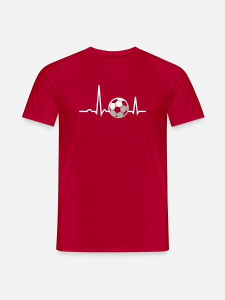 Soccer Heartbeat ECG Line Soccer Fan Gift - Men's T-Shirt - red