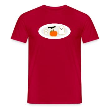 Halloween Keksteller mit Kürbis Geist Totenschädel - Männer T-Shirt - Rot - Vorne - AI Model Male 178 dark (178cm)