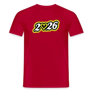 2026 Heart - Men's T-Shirt - red - Front - AI Model Male 178 dark (178cm)