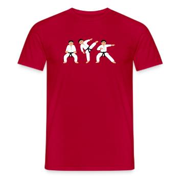 Karate Fighters – Funny Martial Arts Motif - Men's T-Shirt - red - Front - AI Model Male 178 dark (178cm)