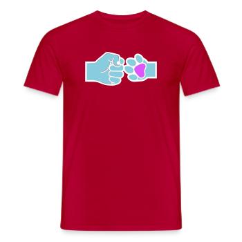 Fist Paw Check Human Animal Team - Men's T-Shirt - red - Front - AI Model Male 178 dark (178cm)