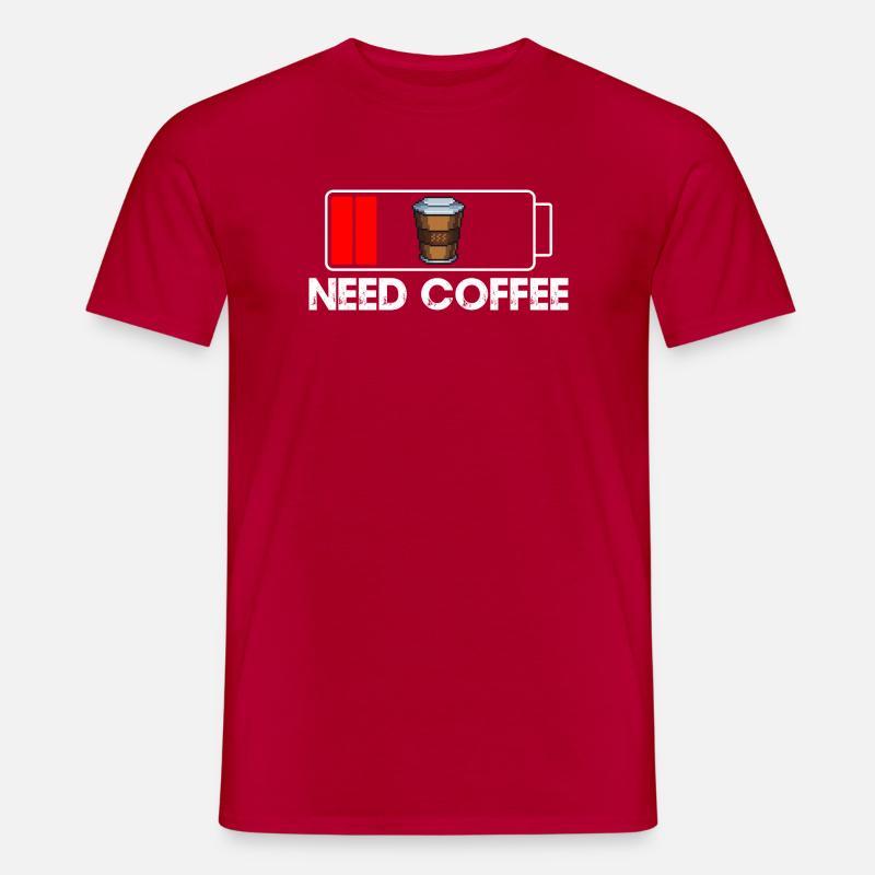 Low Battery Need Coffee - Men's T-Shirt - red