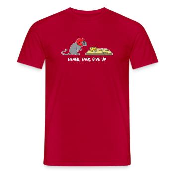 Never ever give up - Men's T-Shirt - red - Front - AI Model Male 178 dark (178cm)