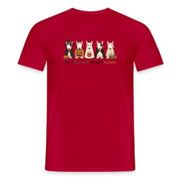 Bullterrier-Halloween-Crew - Männer T-Shirt - Rot - Vorne - AI Model Male 178 dark (178cm)