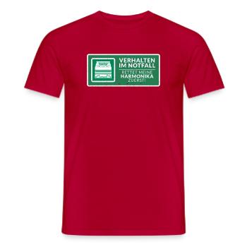 Rettet meine Harmonika zuerst! | ZiachON! - Männer T-Shirt - Rot - Vorne - AI Model Male 178 dark (178cm)