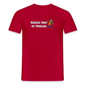 Running from my problems – Funny Zombie Saying - Men's T-Shirt - red - Front - AI Model Male 178 dark (178cm)