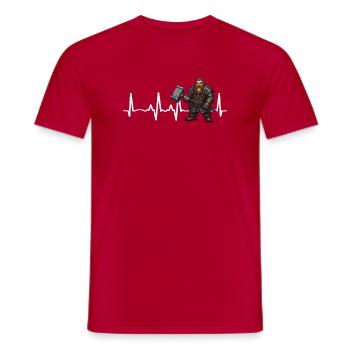 Dwarf Hammer Herzschlag - Männer T-Shirt - Rot - Vorne - AI Model Male 178 dark (178cm)