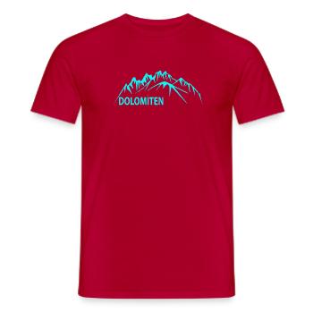 Dolomites Mountain Panorama Illustration - Men's T-Shirt - red - Front - AI Model Male 178 dark (178cm)