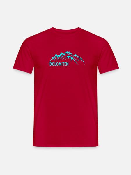 Dolomites Mountain Panorama Illustration - Men's T-Shirt - red