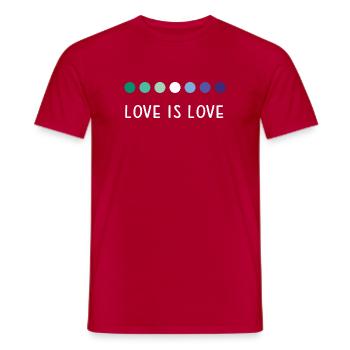 Mois de la fierté LGBT - Love is Love - T-shirt homme - rouge - Devant - AI Model Male 178 dark (178cm)