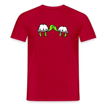 2 tortues se câlinant, un doux couple qui s'embrasse, une équipe amoureuse - T-shirt homme - rouge - Devant - AI Model Male 178 dark (178cm)