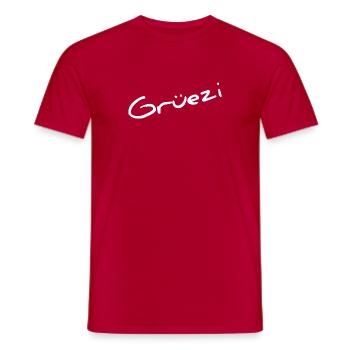 Grüezi - Hopp Schwiiz - Schweiz - Suisse - T-shirt homme - rouge - Devant - AI Model Male 178 dark (178cm)