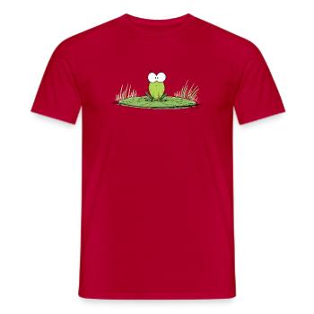 Frog on lily pad - Men's T-Shirt - red - Front - AI Model Male 178 dark (178cm)