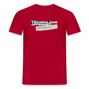 Bin für Technologieoffenheit – Meine Fax-Nr. ist… - Männer T-Shirt - Rot - Vorne - AI Model Male 178 dark (178cm)