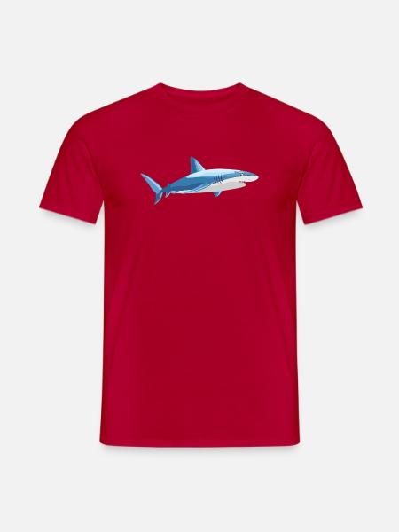 Blauer Hai im Comic Stil - Männer T-Shirt - Rot