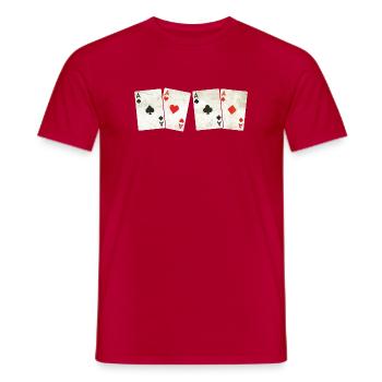 Vintage Retro Aces – Spielkarten – Poker - Männer T-Shirt - Rot - Vorne - AI Model Male 178 dark (178cm)