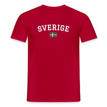 Sweden Flag Design White - Men's T-Shirt - red - Front - AI Model Male 178 dark (178cm)
