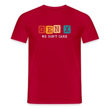 gen x we don't care - Männer T-Shirt - Rot - Vorne - AI Model Male 178 dark (178cm)