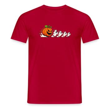 HALLOWEEN KÜRBIS GEIST - Männer T-Shirt - Rot - Vorne - AI Model Male 178 dark (178cm)
