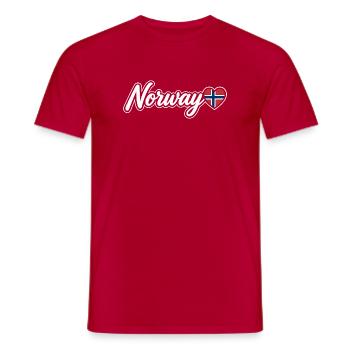 Norway Script with Flag Heart Fan Patriotic - Men's T-Shirt - red - Front - AI Model Male 178 dark (178cm)