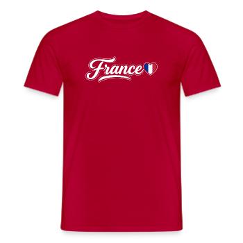 Frankreich-Drehbuch mit Flaggenherz-Fan Patriotisch - Männer T-Shirt - Rot - Vorne - AI Model Male 178 dark (178cm)