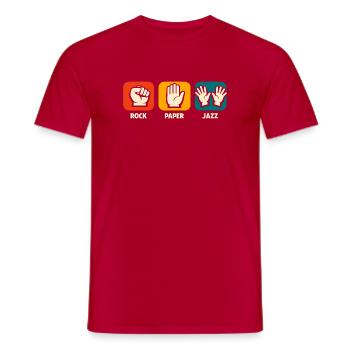 Rock Paper Jazz Musique Drôle Musicien Jazz Hands - T-shirt homme - rouge - Devant - AI Model Male 178 dark (178cm)