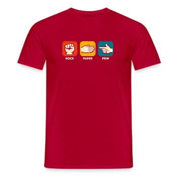 Stone Paper Pew Funny Weapon 2nd Constitutional Attachment - Men's T-Shirt - red - Front - AI Model Male 178 dark (178cm)
