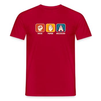 Stein Papier Halleluja Christlicher Gläubiger Jesu - Männer T-Shirt - Rot - Vorne - AI Model Male 178 dark (178cm)