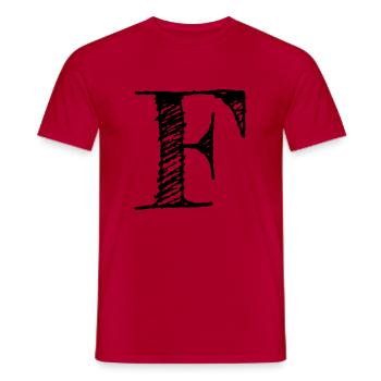 Buchstabe F Géante - Blau - Hand (schwarz) - Männer T-Shirt - Rot - Vorne - AI Model Male 178 dark (178cm)